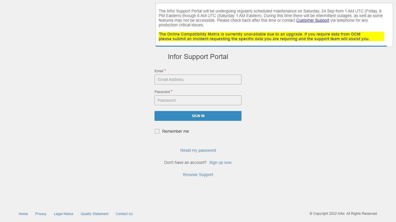 Infor Support Portal Log In